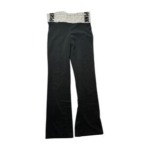Victoria's Secret PINK Y2K Foldover Flare Leggings Black Bootcut Yoga Pants M